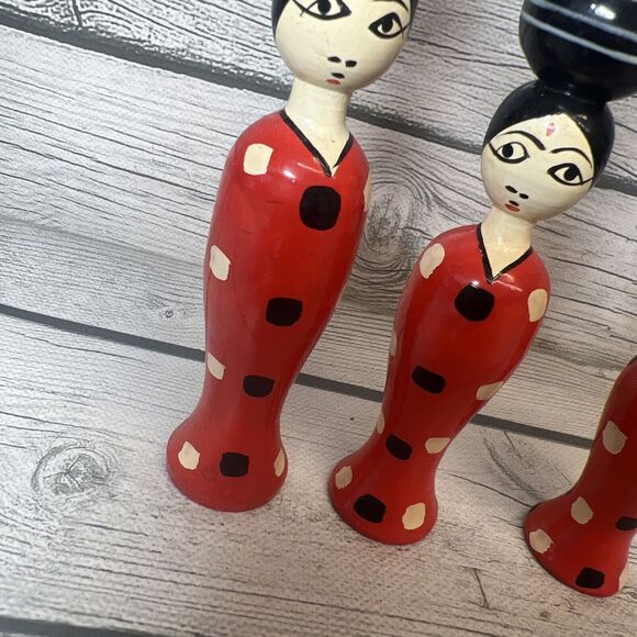 Vintage Creative INDIA Indian Girl - Japanese Wooden Wood KOKESHI Doll - Picture 9 of 9